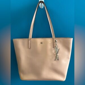 Kate Spade Beige Tote with Gold Bow Accent